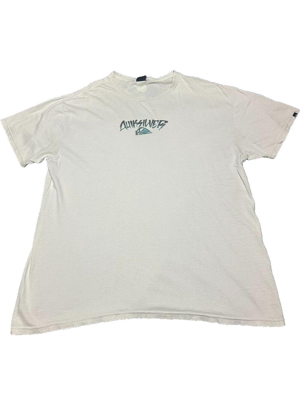 Quiksilver T Shirt Men Large White Short Sleeve Regular Crew Y2K Surf Grafitti